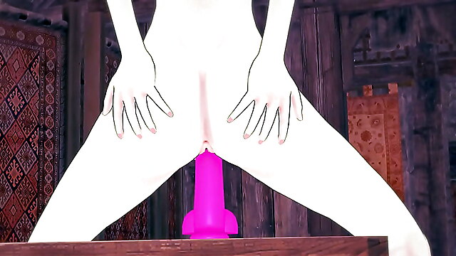 sexy babe rides her dildo