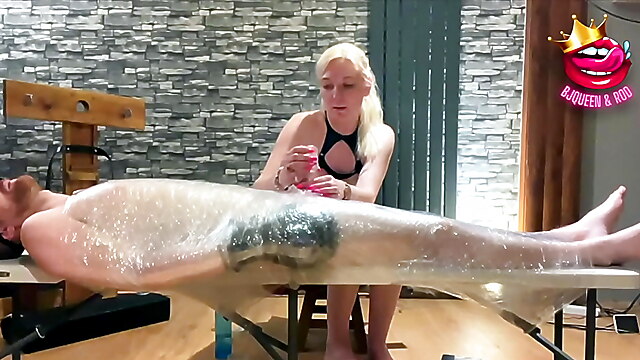 Femdom edging handjob, blonde edging handjob, masturbing edging, homemade woman edging, british femdom masturbation